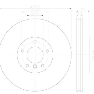 Hella Brake Rotor, Vented, One Piece Design, Wheel Bolt Pattern 6 X 112 Millimeter – 355122892
