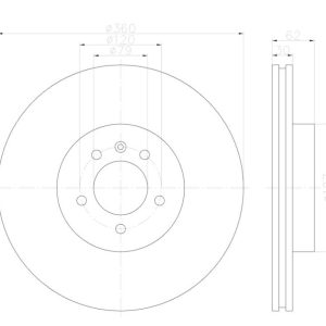 Hella Brake Rotor, Vented, One Piece Design, Wheel Bolt Pattern 6 X 120 Millimeter – 355122922