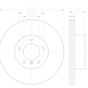 Hella Brake Rotor, Vented, One Piece Design, Wheel Bolt Pattern 6 X 120 Millimeter – 355123002