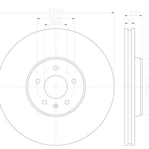 Hella Brake Rotor, Vented, One Piece Design, Wheel Bolt Pattern 6 X 112 Millimeter – 355123112