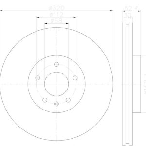 Hella Brake Rotor, Vented, One Piece Design, Wheel Bolt Pattern 6 X 112 Millimeter – 355123122