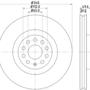 Hella Brake Rotor, Pagid, Vented, One Piece Design, Wheel Bolt Pattern 5 X 112 Millimeter – 355129241