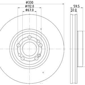 Hella Brake Rotor, Pagid, Vented, One Piece Design, Wheel Bolt Pattern 5 X 112 Millimeter – 355132331