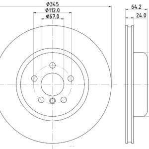 Hella Brake Rotor, Pagid, Vented, One Piece Design, Wheel Bolt Pattern 5 X 112 Millimeter – 355133031