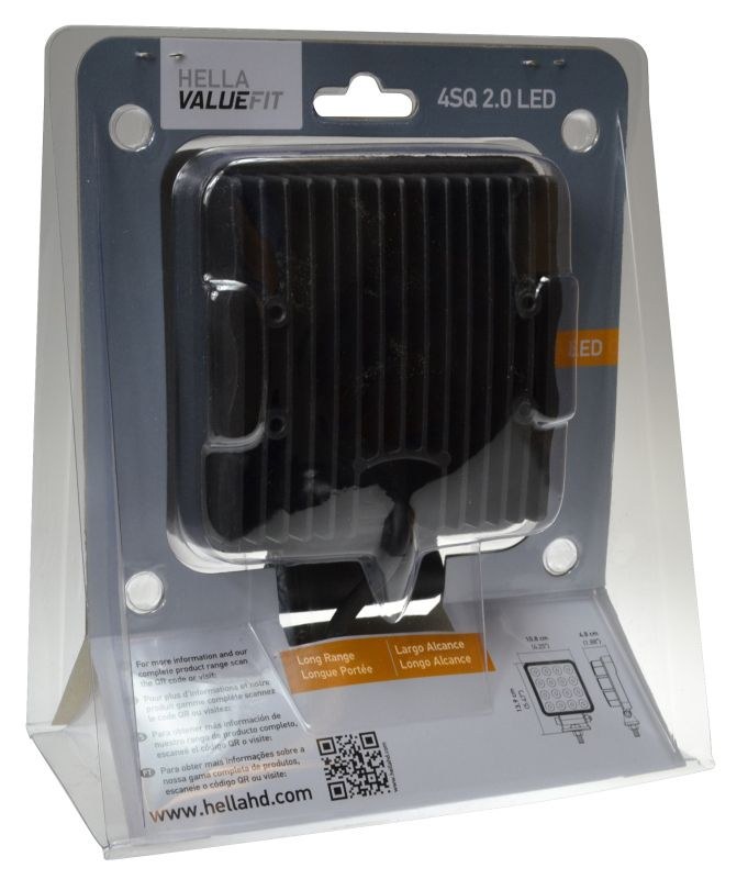 Hella Work Light, Valuefit, For Transport, 4.2 Inch Square, Long Range Pedestal Mount, 25 Watts/ 2000 Measured Lumens – 357106012