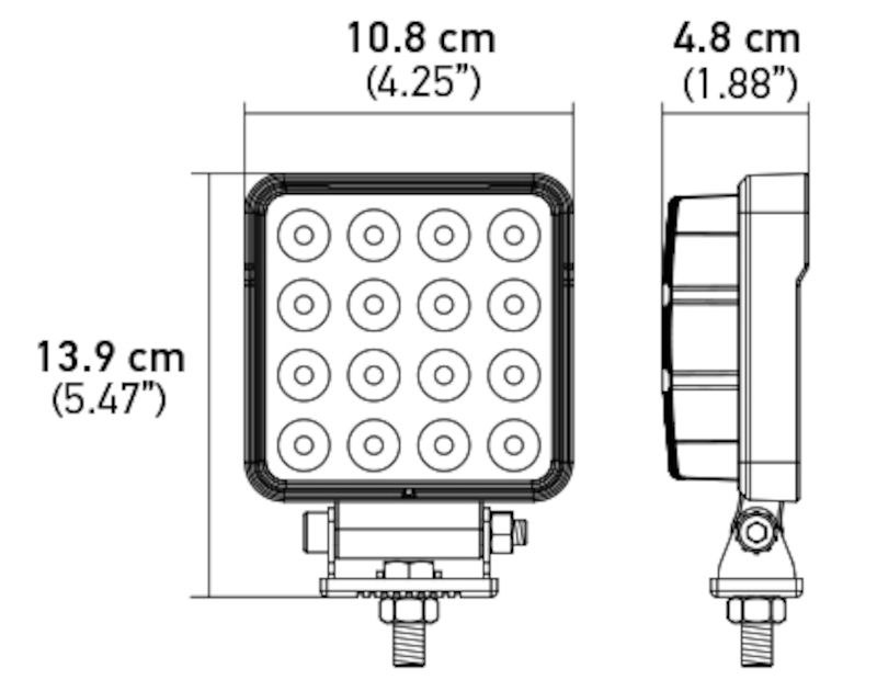 Hella Work Light, Valuefit, For Transport, 4.2 Inch Square, Long Range Pedestal Mount, 25 Watts/ 2000 Measured Lumens – 357106012