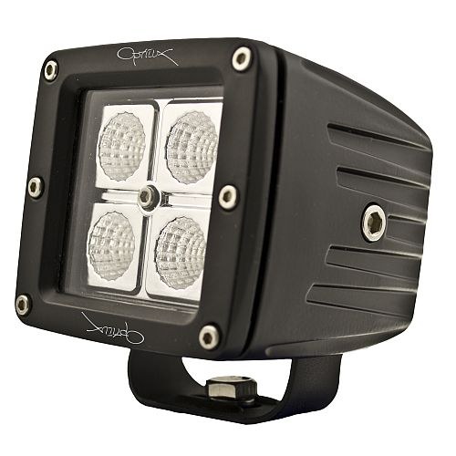 Hella Driving/ Fog Light, Optilux ®, LED Bulb, 4 LED Clear Bulb, 3.2 Inch Square, 12 Watt, Flood Beam, Clear Lens, Black Aluminum Housing – 357204831