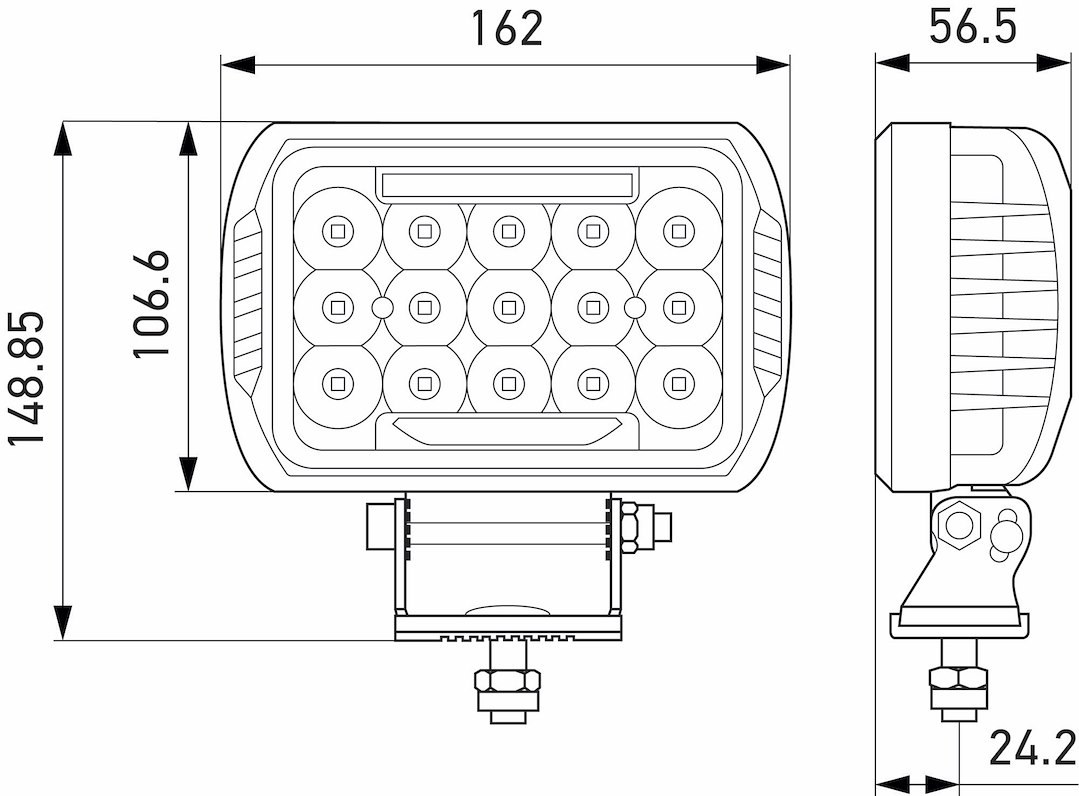 Hella Driving/ Fog Light, Valuefit 450 LED Series, LED Bulb, 15 LED Clear Bulbs, 6.3 X 5.8 Inch Rectangular, 75 Watt, 3000 Lumens – 358154051