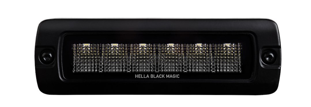 Hella Light Bar, Black Magic ®, LED, 7.7 Inch Length, 6 Clear Bulb, 30 Watt/ 2.6 Amp at 12 Volt/ 1.3 Amp at 24 Volt, Flood Beam – 358176221