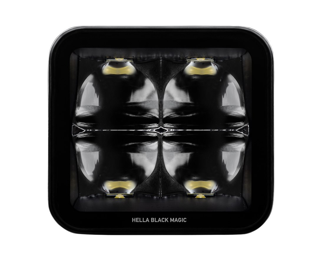 Hella Driving/ Fog Light, Black Magic ®, LED Bulb, 4 LED Bulbs, 3.2 Inch Width X 3.3 Inch Height X 2.7 Inch Depth Rectangular – 358176821