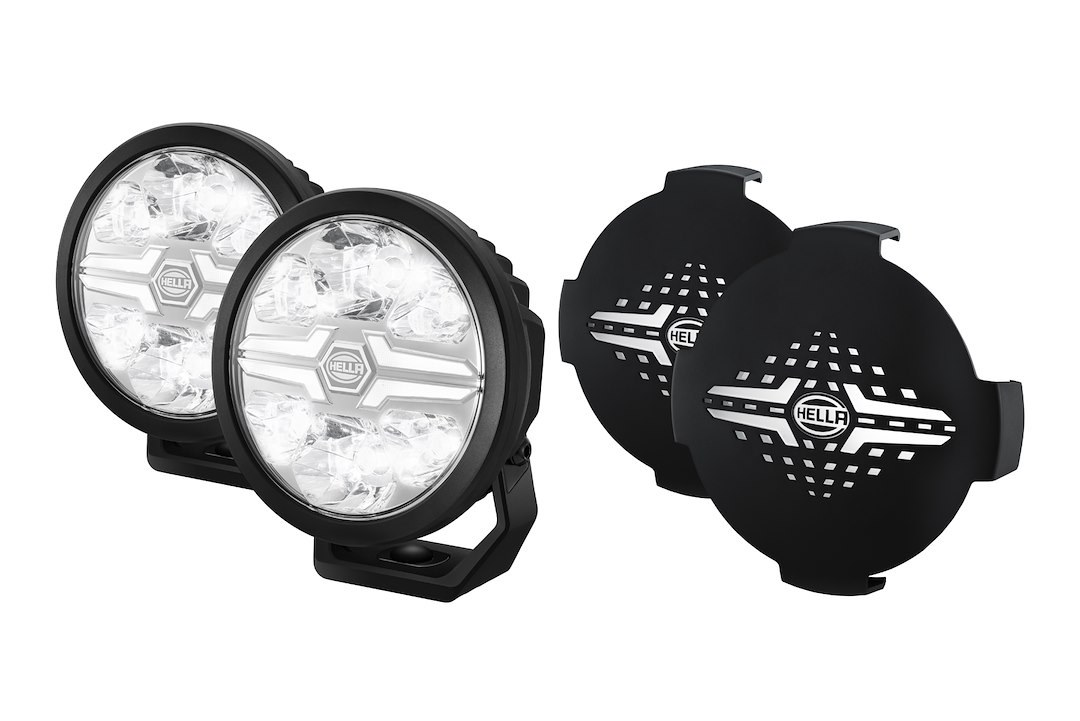 Hella Driving/ Fog Light, Blade, LED Bulb, 6 LED Bulbs, 6 Inch Round, 90 Watt, 10 to 24 Volt DC, High Beam, 8500 Lumens, Clear Lens – 358228801