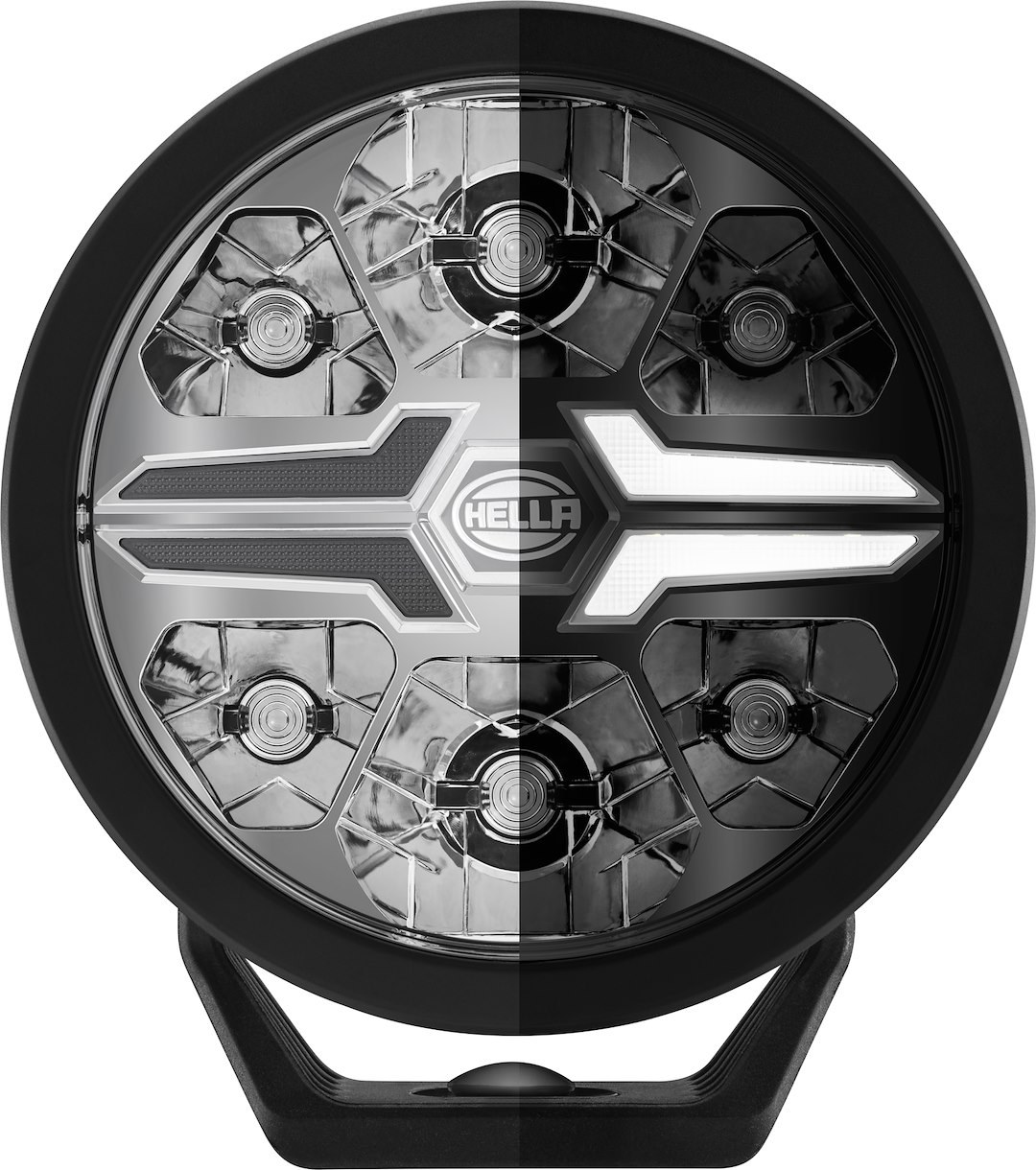 Hella Driving/ Fog Light, Blade, LED Bulb, 6 LED Bulbs, 6 Inch Round, 90 Watt, 10 to 24 Volt DC, High Beam, 8500 Lumens, Clear Lens – 358228801