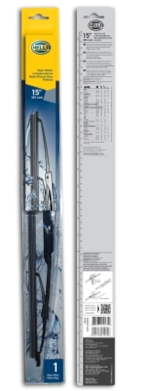 Hella Windshield Wiper Blade, 15 Inch, Conventional Style, Steel Frame, Natural Rubber Blade, Black, Standard, Single – 858083151