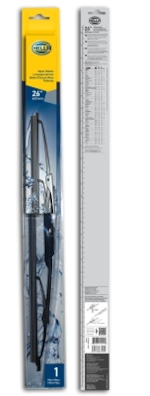 Hella Windshield Wiper Blade, 26 Inch, Conventional Style, Steel Frame, Natural Rubber Blade, Black, Standard, Single – 858083261