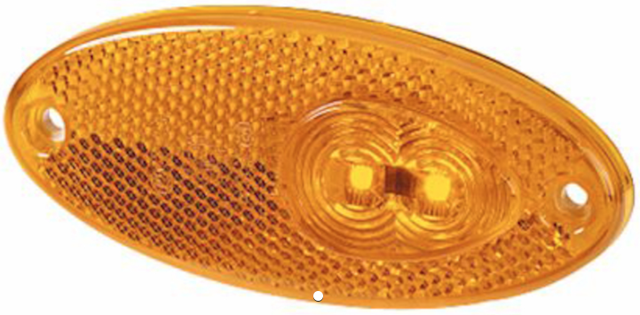 Hella Side Marker Light, Right Side, Amber Lens with Reflex Reflector, LED, Amber Bulb, Single, White Housing with Plastic Lid – 964295061