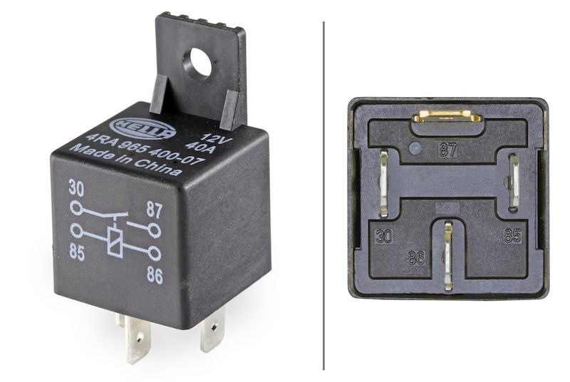 Hella Multi Purpose Relay, 30 Amps Continuous, 12 Volt, 4 Blade Terminal – 965400071