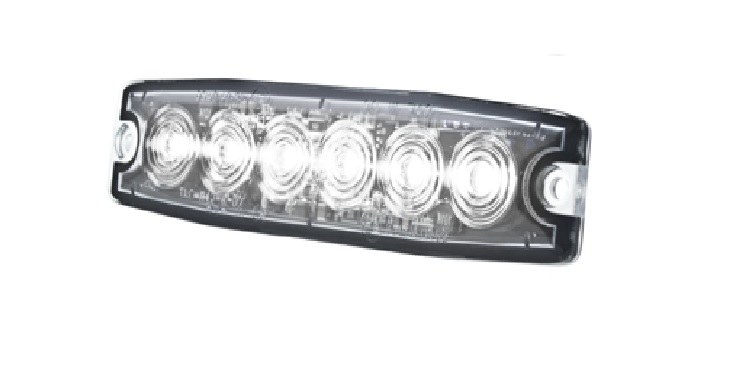 Hella Warning Light, MST6 Mini, 5.1 Inch Length X 1.1 Inch Height, Mini Bar, Bolt-On Surface Mount, LED, Clear Lens, White Bulb – H22895031