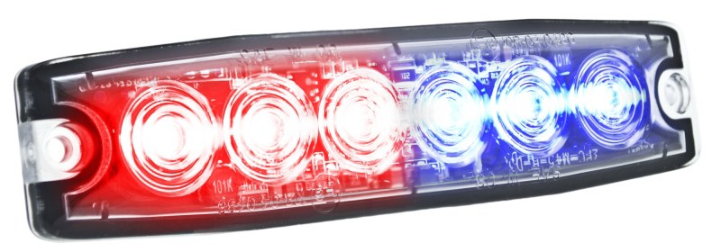 Hella Warning Light, MST6 Mini, 5.1 Inch Length X 1.1 Inch Height, Mini Bar, Bolt-On Surface Mount, LED, Clear Lens, Red/ White Bulb – H22895071