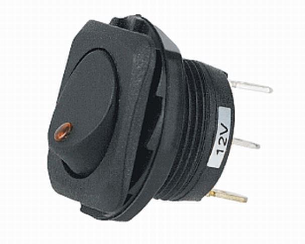 Hella Multi Purpose Switch, 12 Volt, 20 Amp Maximum, Rocker Switch, Incandescent, Amber, Without Safety Cover – H61925001