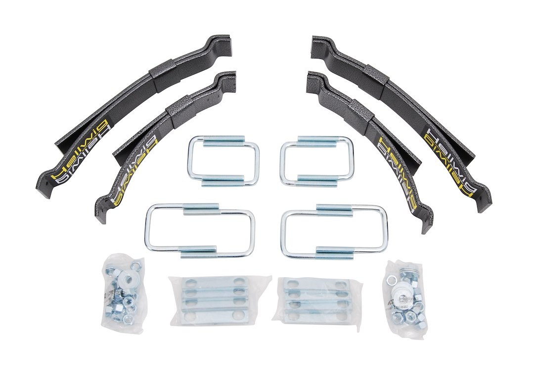 Hellwig Helper Spring Kit, LP-15 Series, Leaf Spring Design, Rear Upper, 1500 Pound Load Capacity, Steel, With 2 Springs/ U Bolts/ Hardware – 1515