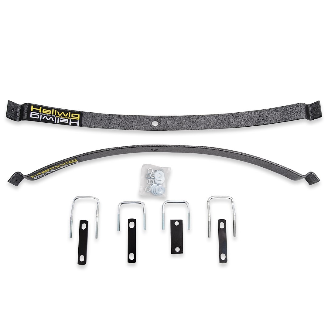 Hellwig Helper Spring Kit, EZ-990 Series, Leaf Spring Design, Top of Factory Leaf, 2000 Pounds, Steel, Includes 2 Springs/ U Bolts/ and Hardware – 980
