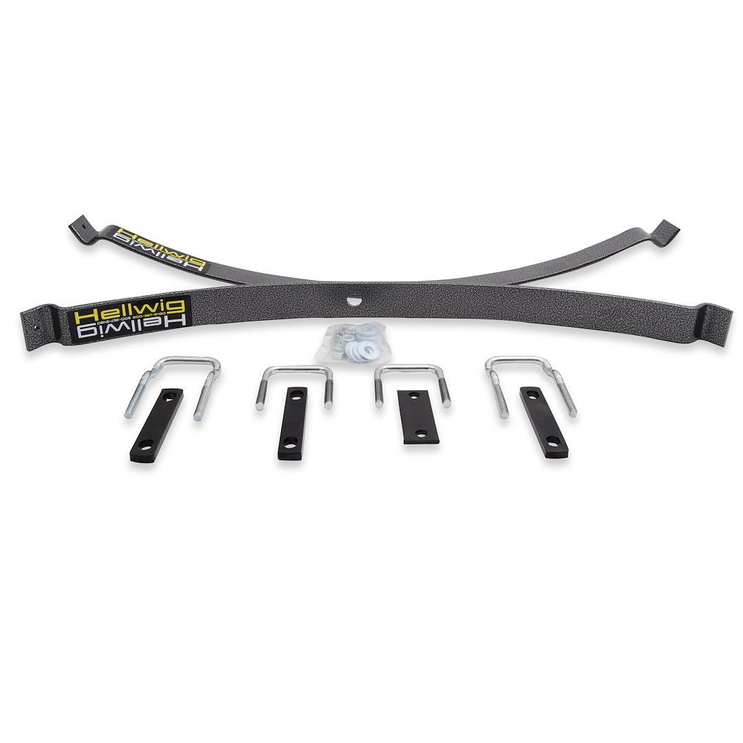 Hellwig Helper Spring Kit, EZ-990 Series, Leaf Spring Design, Top of Factory Leaf, 2000 Pounds, Steel, Includes 2 Springs/ U Bolts/ and Hardware – 980