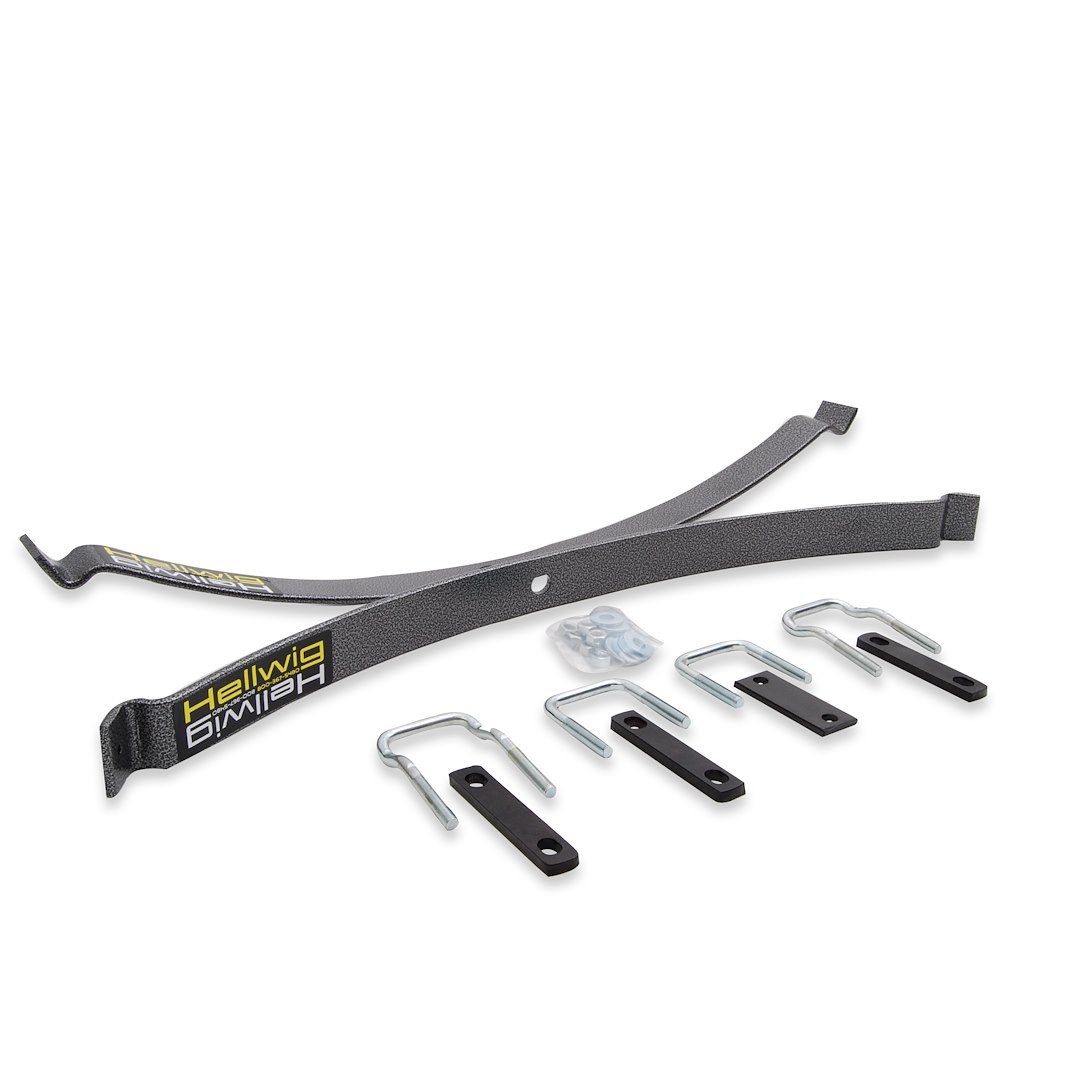 Hellwig Helper Spring Kit, EZ-990 Series, Leaf Spring Design, Top of Factory Leaf, 2000 Pounds, Steel, Includes 2 Springs/ U Bolts/ and Hardware – 980
