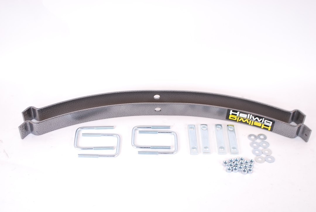 Hellwig Helper Spring Kit, EZ-990 Series, Leaf Spring Design, Rear Upper, 2000 Pound Load Capacity, Steel, With 2 Springs/ U Bolts/ Hardware – 985