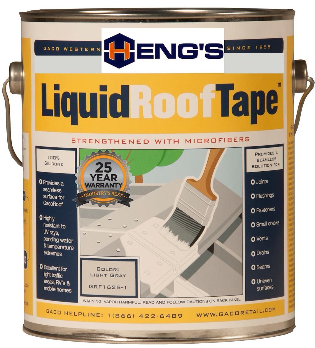 Heng’s Ind Roof Sealant, Liquidrooftape ™, Use to Fill Cracks/ Voids/ Depressions – HGRF1625 – 1