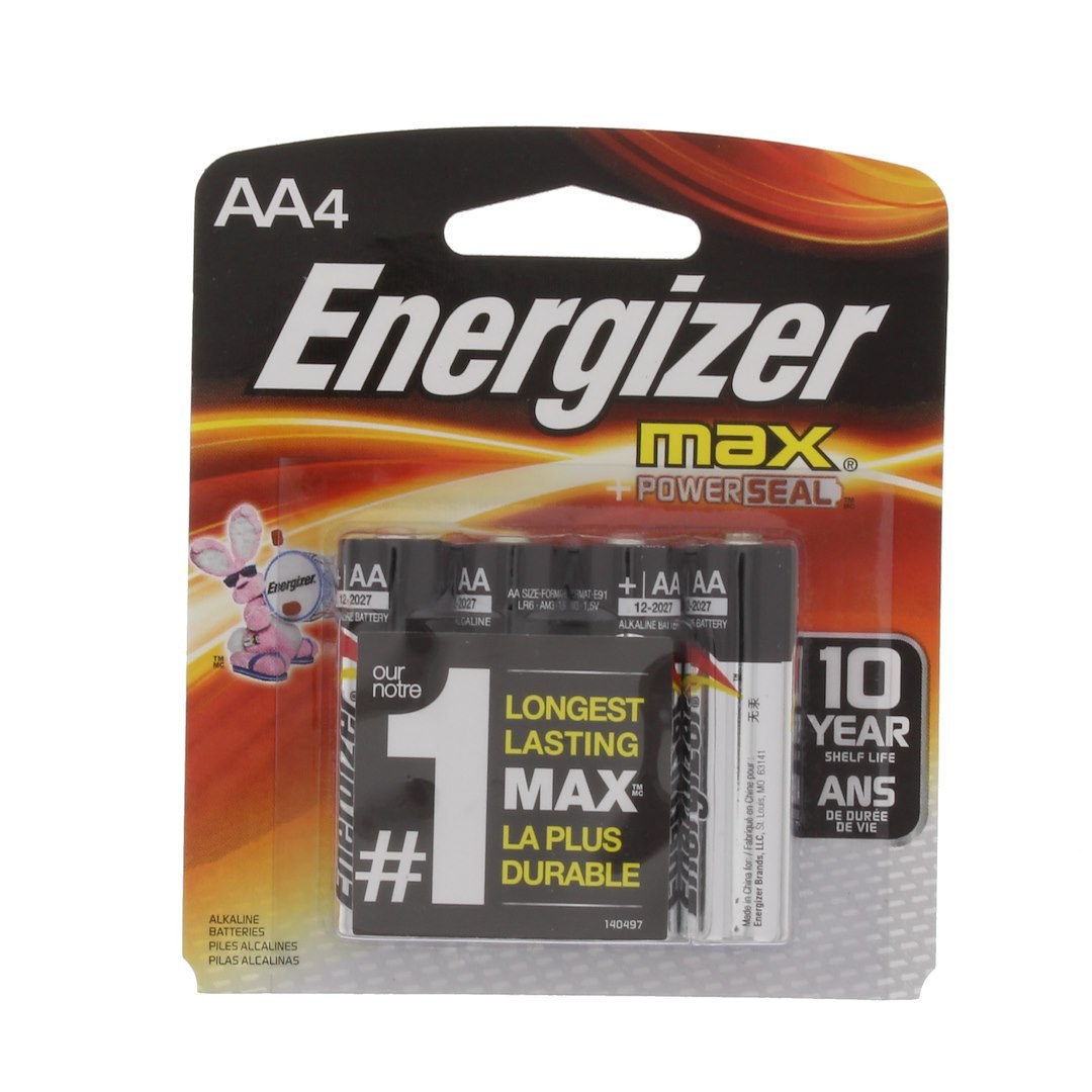 World & Main Flashlight Battery, Energizer ®, Aa Alkaline Battery, 1.5 Volts, Set of 4 – 110214