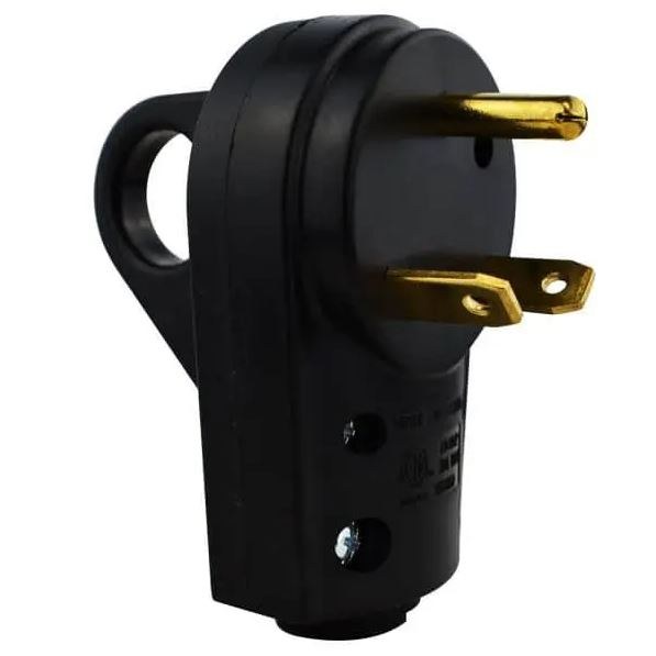 Hughes Auto Power Cord Plug End, Replacement Plug, 30 Amps, Male Ends, With Plug Head Handle Grip, Black – 30APLUG