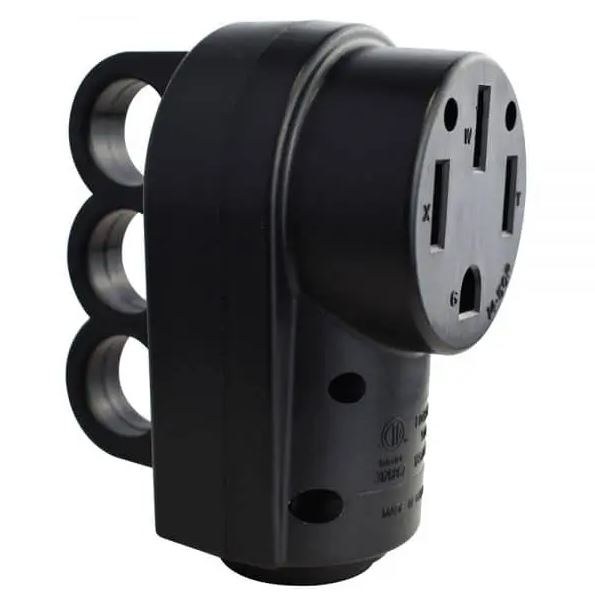 Hughes Auto Power Cord Plug End, Replacement Plug, 50 Amps, Female Ends, With Plug Head Handle Grip, Black – 50ASOCKET