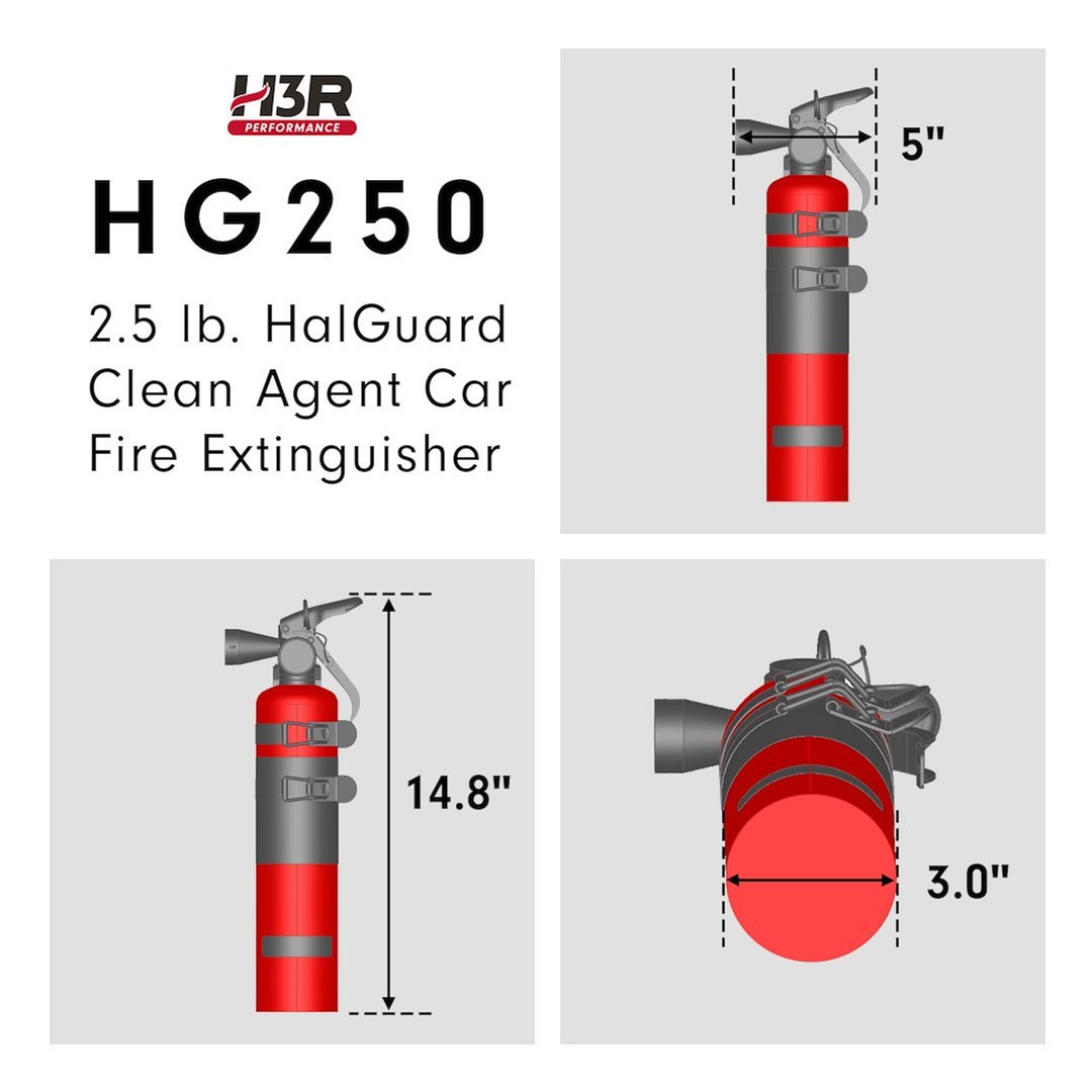 H3R Fire Extinguisher, Halguard ™, Ul Rated 2-B:C, Liquefied Gas Agent, Not Us Coast Guard Approved, 2.5 Pound Bottle, Steel, Black – HG250B