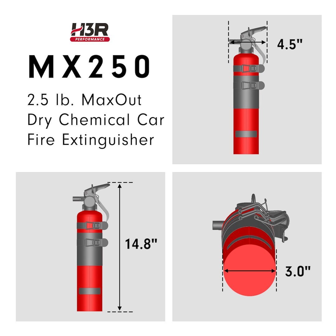 H3R Fire Extinguisher, Maxout ™, Ul Rated 1-A:10-B:C, Dry Chemical Agent, Us Coast Guard Approved, 2.5 Pound Bottle, Steel, Chrome – MX250C