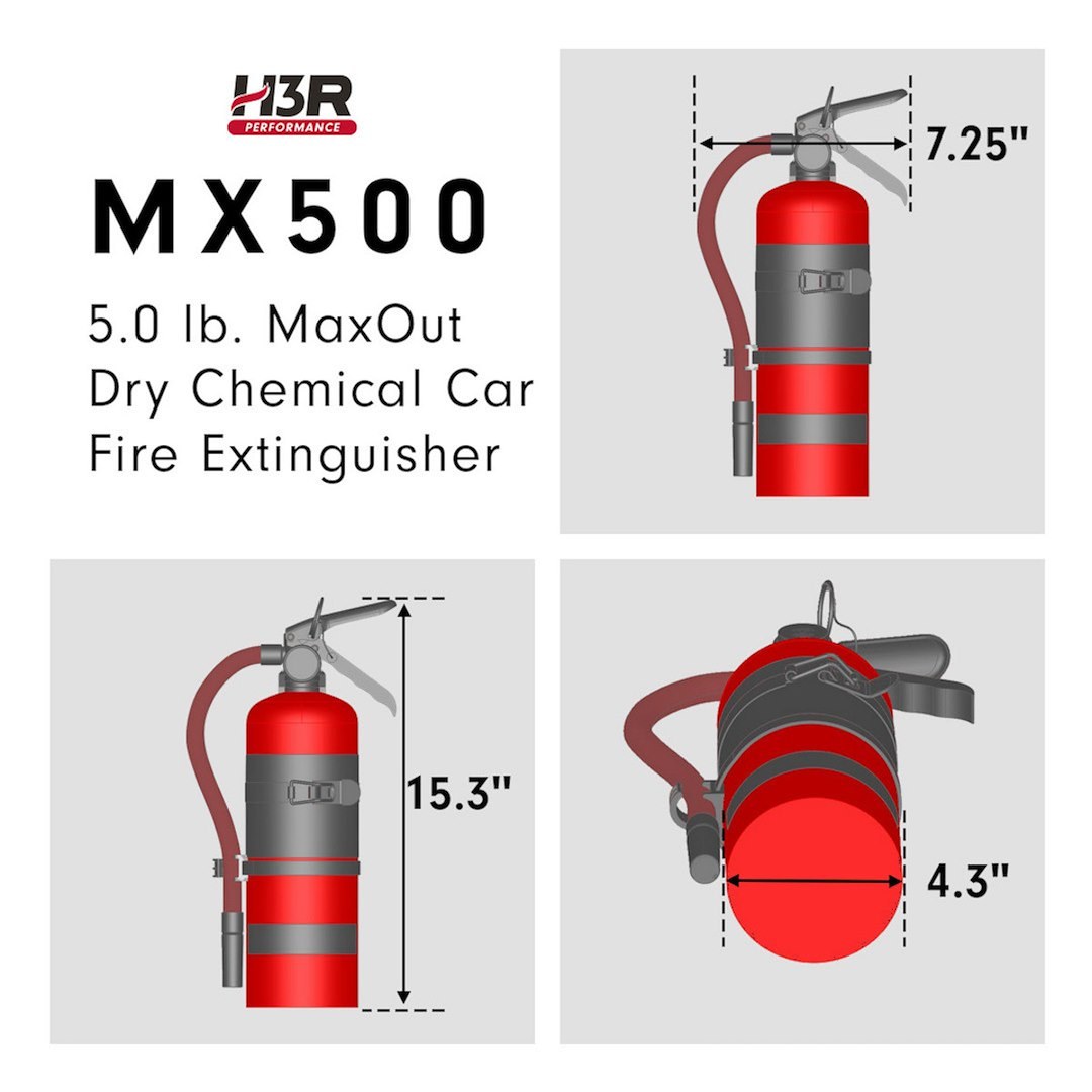 H3R Fire Extinguisher, Maxout ™, Ul Rated 3-A:40-B:C, Dry Chemical Agent, Us Coast Guard Approved, 5 Pound Bottle, Steel, Red – MX500R