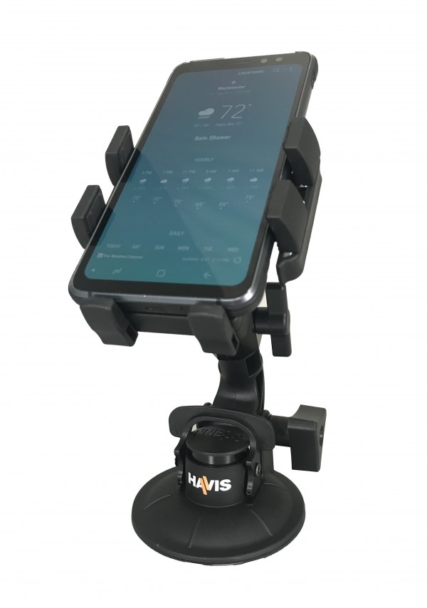 Havis Cell Phone Mount, Fits 2-1/4 Inch to 3-3/4 Inch Width Mobile Phones, Up to 3 Pound Capacity, Standard Universal Rugged – PKG-WIN-101