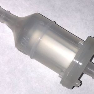 Helix Racing Products Fuel Filter, Complete Assembly, IN-Line, 1/4 Inch Inlet/Outlet, Round Shape, 40 Micron Polyethylene Pellet Element – 118-9024
