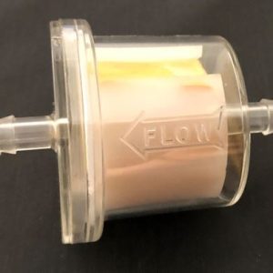 Helix Racing Products Fuel Filter, Complete Assembly, IN-Line, 1/4 Inch Inlet/Outlet, Large Drum Shape, 70 Micron Pleated Paper Element – 118-9308