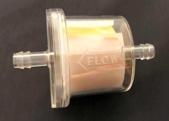 Helix Racing Products Fuel Filter, Complete Assembly, IN-Line, 5/16 Inch Inlet/Outlet, Large Drum Shape, 70 Micron Pleated Paper Element – 118-9310