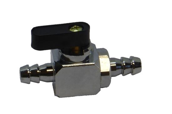 Helix Racing Products Fuel Shut Off Valve, IN-Line Fuel Valve, 2 Port, 3/8 Inch Barb, Chrome Plated Brass, Single – 119-5560