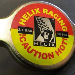 Helix Racing Products Radiator Cap, 16 PSI Maximum Pressure, Round, Without Safety Release Lever, Gold Anodized, Aluminum Alloy, Helix Logo – 212-1113