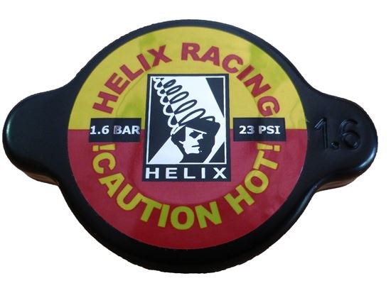 Helix Racing Products Radiator Cap, 23 PSI Maximum Pressure, Round, Without Safety Release Lever, Black, Aluminum Alloy, Helix Logo – 212-1601