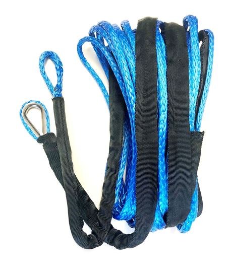 Helix Racing Products Winch Cable, 4000 Pound Capacity, 3/16 Inch Diameter X 50 Foot Length, Synthetic Rope, Blue, Loop on Each End – 600-1050