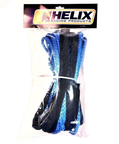 Helix Racing Products Winch Cable, 4000 Pound Capacity, 3/16 Inch Diameter X 50 Foot Length, Synthetic Rope, Blue, Loop on Each End – 600-1050