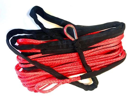 Helix Racing Products Winch Cable, 4000 Pound Capacity, 3/16 Inch Diameter X 50 Foot Length, Synthetic Rope, Red, Loop on Each End – 600-2050