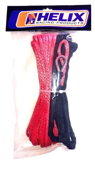 Helix Racing Products Winch Cable, 4000 Pound Capacity, 3/16 Inch Diameter X 50 Foot Length, Synthetic Rope, Red, Loop on Each End – 600-2050