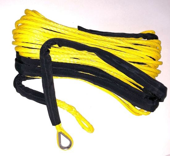 Helix Racing Products Winch Cable, 4000 Pound Capacity, 3/16 Inch Diameter X 50 Foot Length, Synthetic Rope, Yellow, Loop on Each End – 600-3050