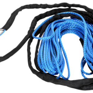 Helix Racing Products Winch Cable, 7800 Pound Capacity, 1/4 Inch Diameter X 50 Foot Length, Synthetic Rope, Blue, Loop on Each End – 700-1150