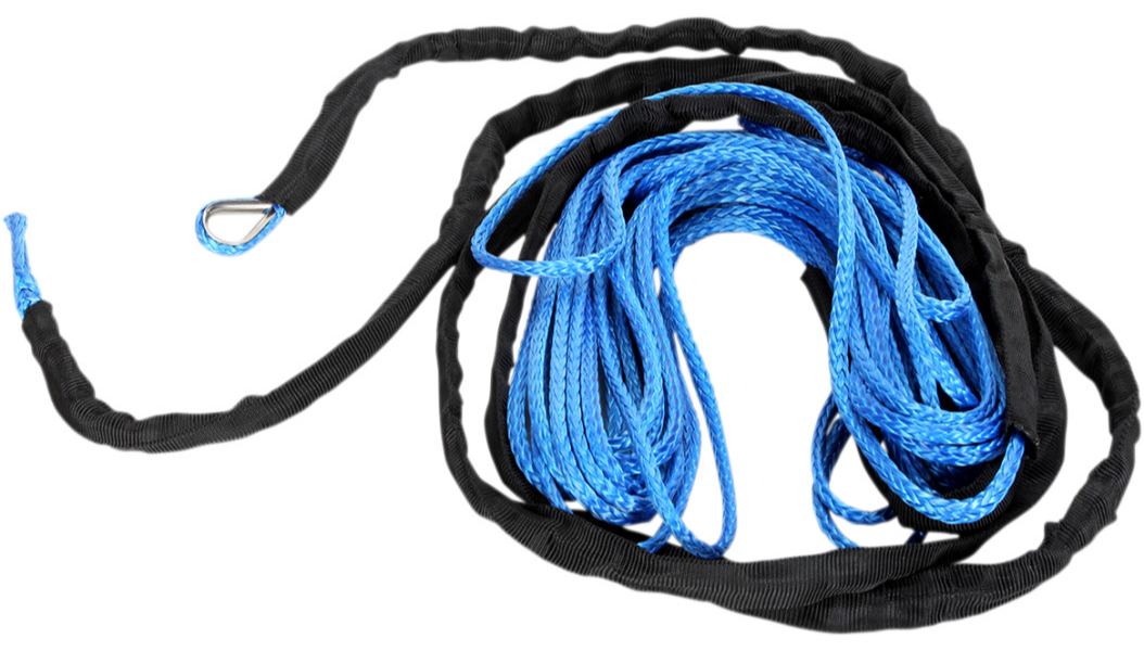 Helix Racing Products Winch Cable, 7800 Pound Capacity, 1/4 Inch Diameter X 50 Foot Length, Synthetic Rope, Blue, Loop on Each End – 700-1150