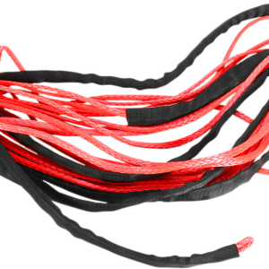 Helix Racing Products Winch Cable, 7800 Pound Capacity, 1/4 Inch Diameter X 50 Foot Length, Synthetic Rope, Red, Loop on Each End – 700-2150